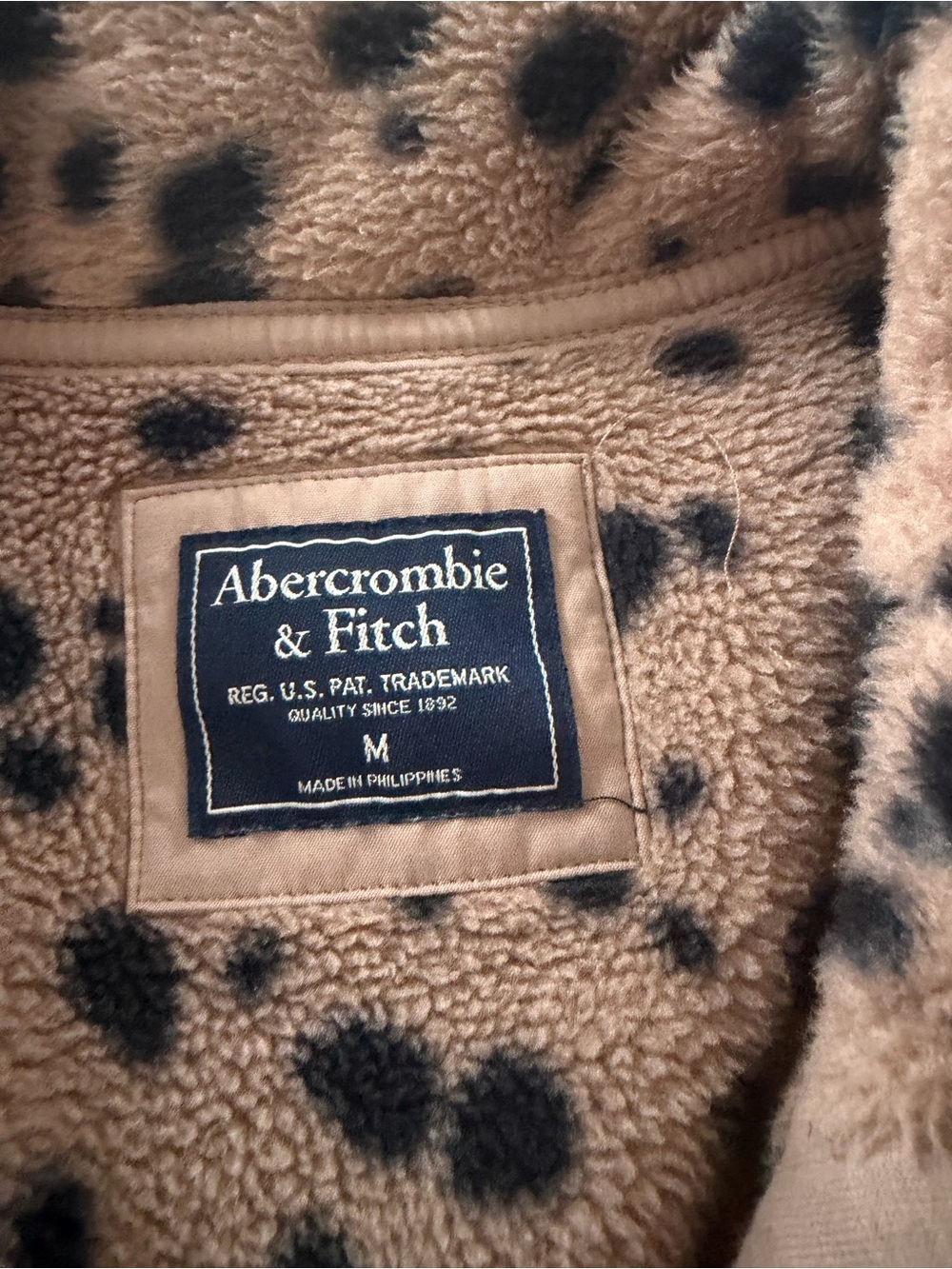 Abercrombie & Fitch Tan Leopard Print Sherpa Jacket